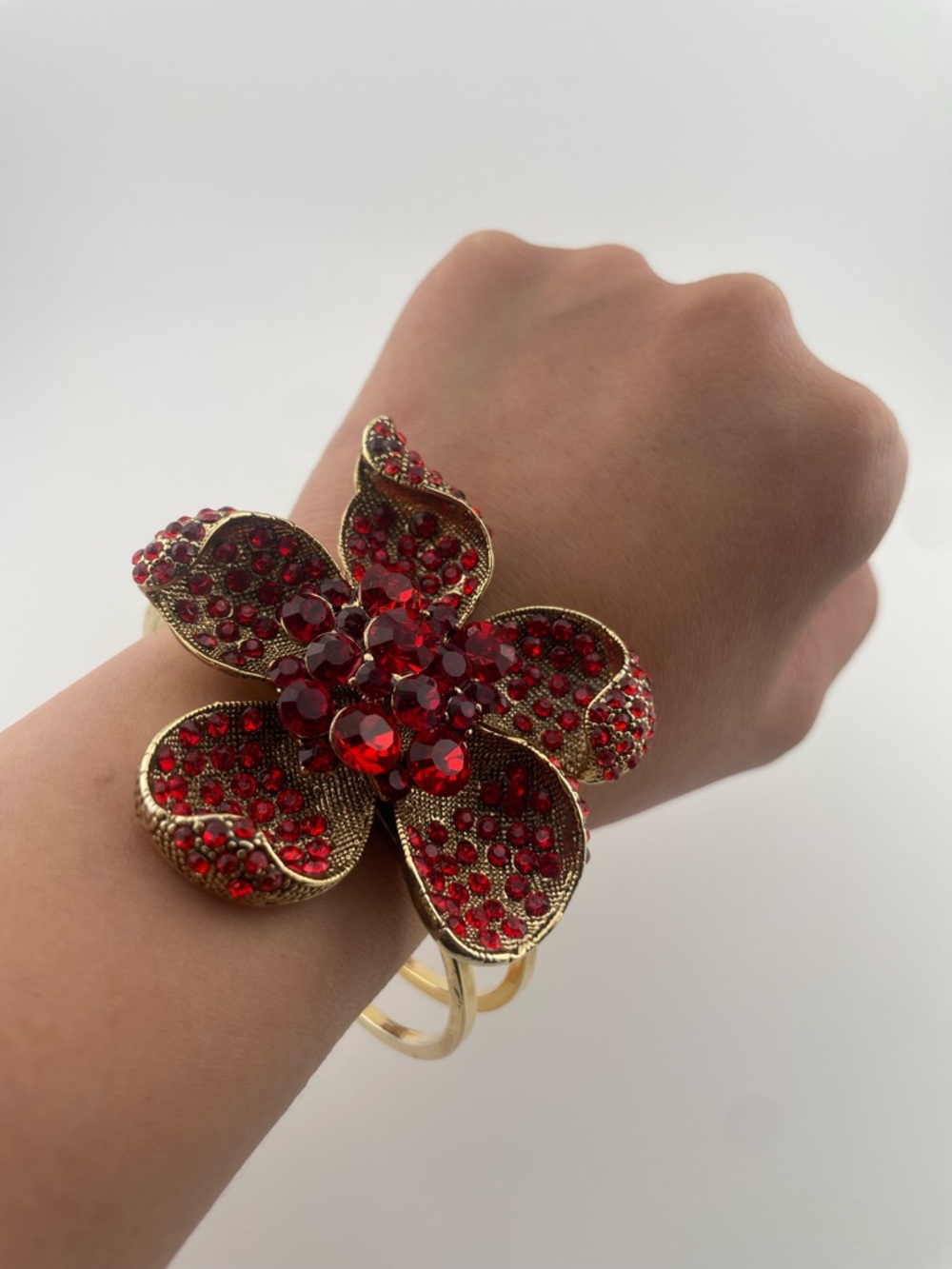 Statement Cuff Bracelet Dramatic "Midnight Rose" Pave Crystal